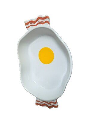 Ceramic Stoneware Bacon Handle Egg Serving Breakfast Dish Kitchen